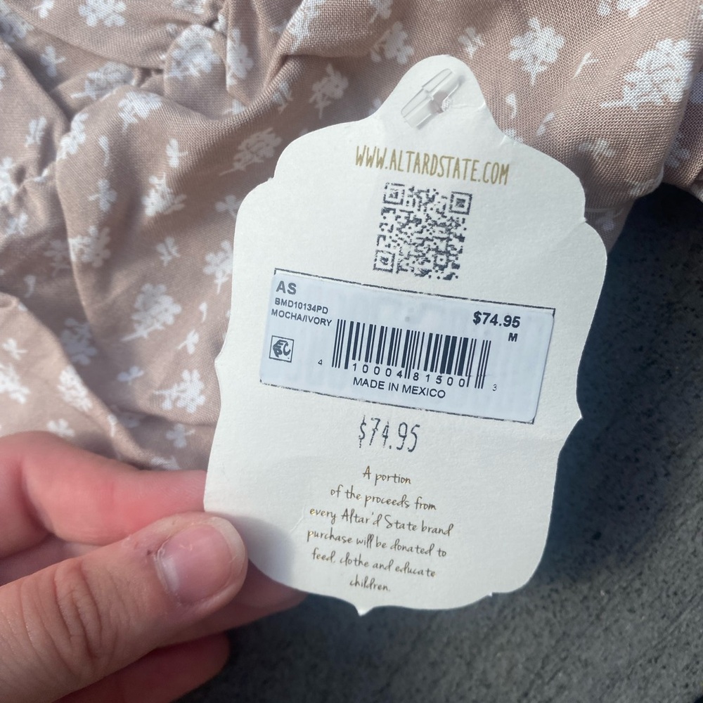 Altar'd State Blush Floral Puff-Sleeve Mini Dress - Picture 4 of 5